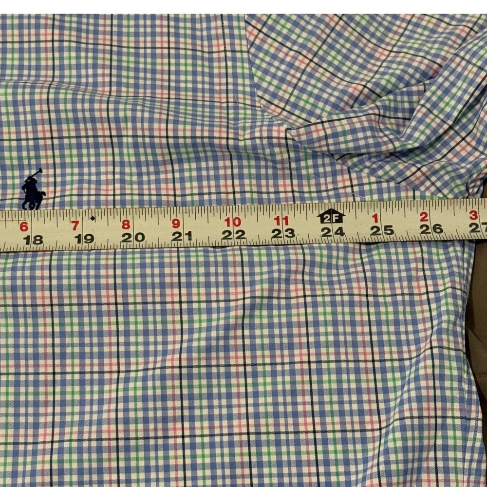 Polo Ralph Lauren Performance Plaid Short Sleeve‎ Shirt Mens XLT Blue Pink Green